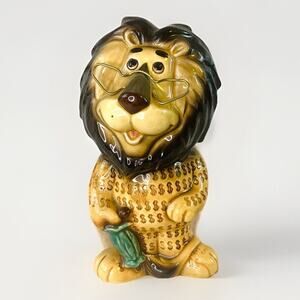 Vtg Lefton Bank Hubert Lion w/ Glasses Anthropomorphic H13384 Japan 7.25"